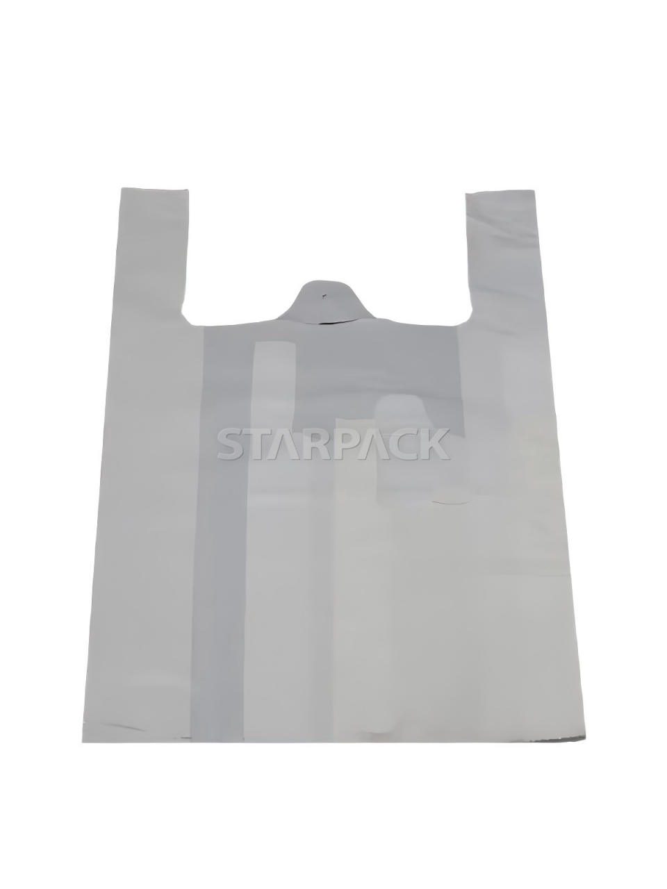 Thick matte grey GRS certified recyclable t-shirt shopping bag, tear resistant blank vest plastic bag customizable logo for retail market packaging