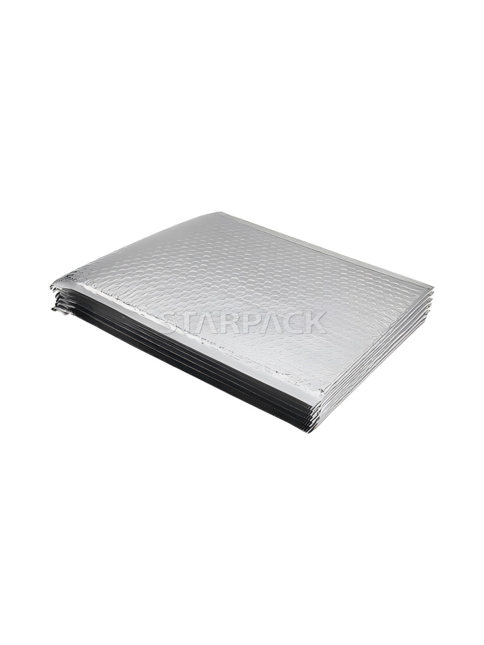 Unprinted plain silver metallized bubble padded courier bag, customizable logo aluminum foil lined mailer with heat insulation for skincare, electronic accessory packaging
