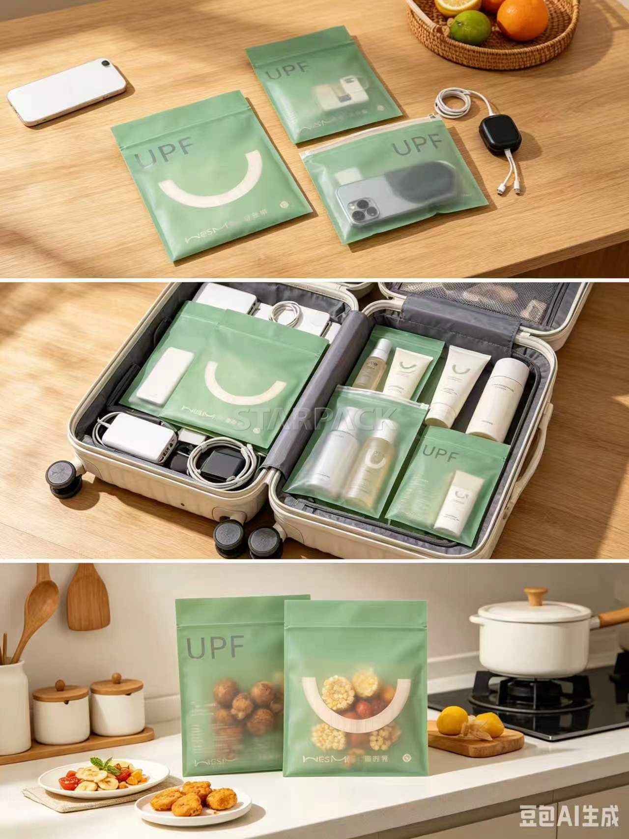 Green smile bone bag multi scene food storage application