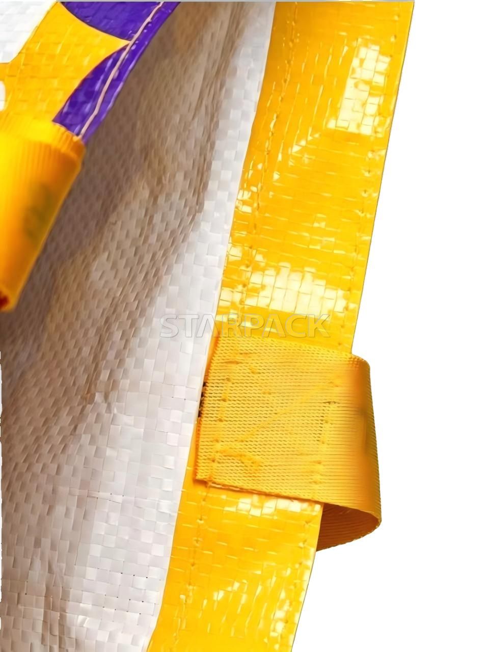 Close-up shot of durable polypropylene woven material for custom printed reusable shopping tote bags