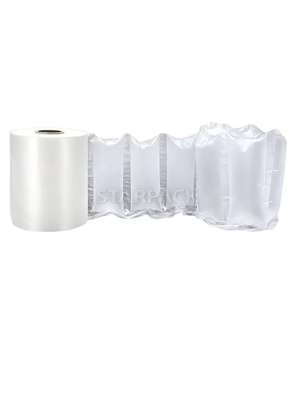 Inflated segment of fully biodegradable air column bag roll, puncture resistant eco shipping packaging material