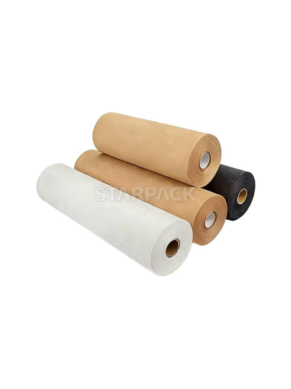 Mixed color stacked honeycomb kraft paper rolls in natural brown, white and black, tearable eco friendly shock cushion wrap, factory wholesale sustainable logistics protective packaging supplies
