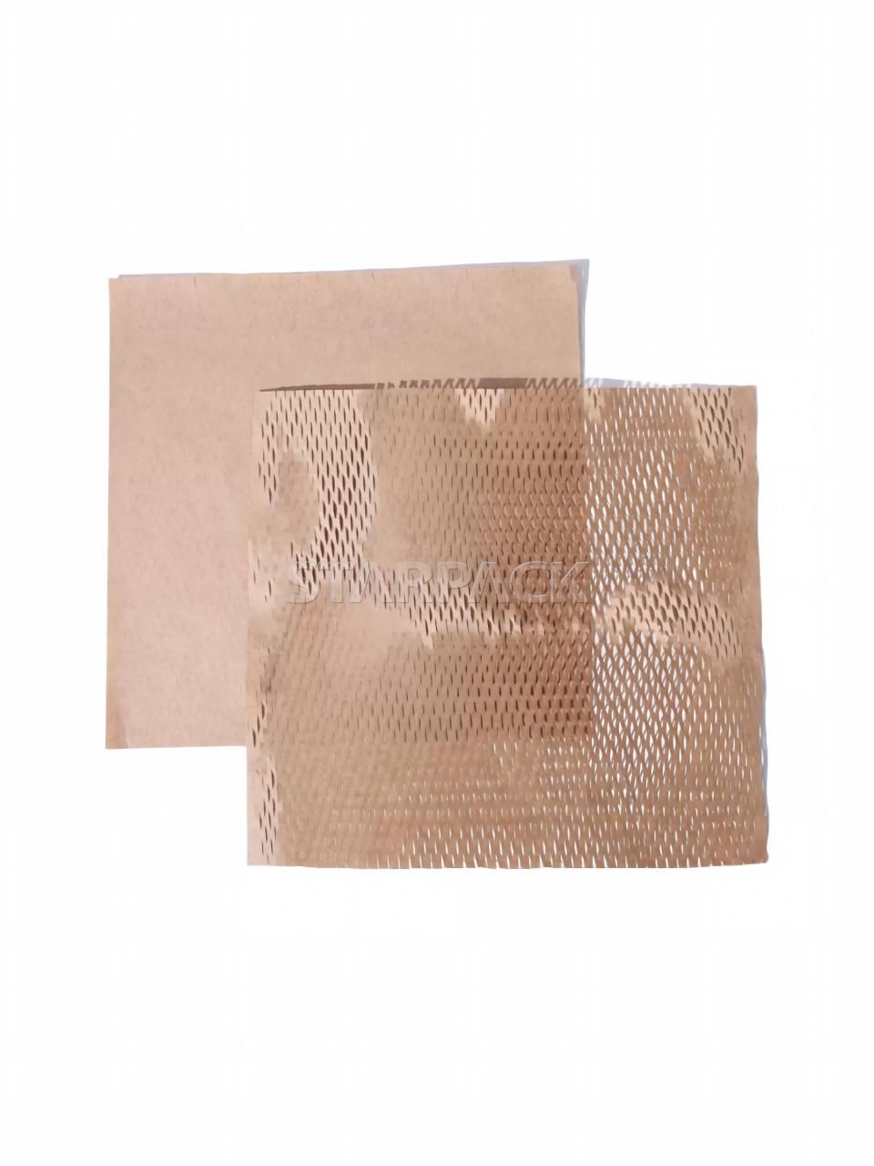 Overlap flat cut honeycomb kraft paper sheets, lightweight shock absorbent biodegradable wrapping sheet, plastic-free cushion filler for cosmetic, handmade craft shipping box packaging