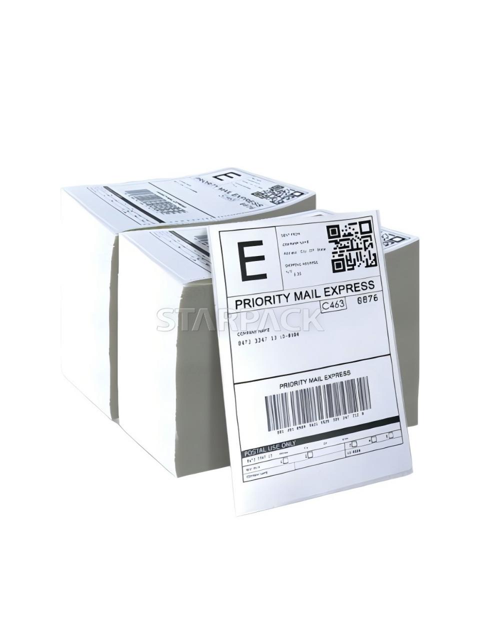 Folded thermal shipping labels, self adhesive parcel courier waybill stickers for e-commerce logistics