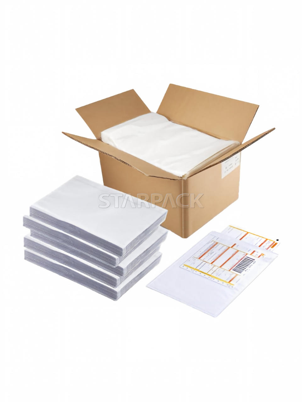 PE self‑adhesive packing list envelopes, bulk carton packing, mass‑supply product view